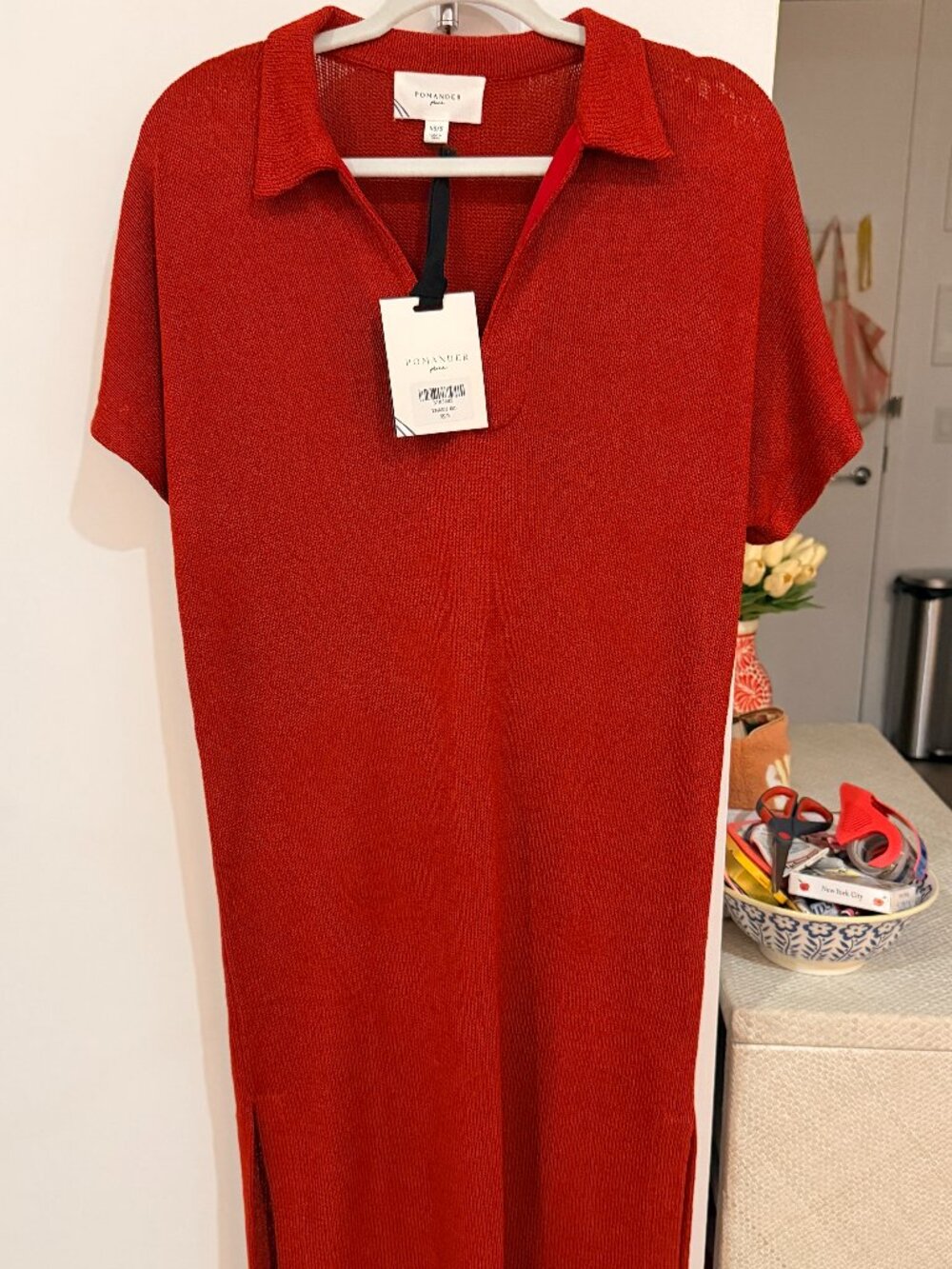 Pomander Place Red Maren Polo Knit Midi Dress